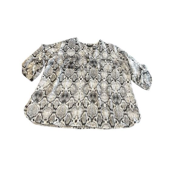 Apt. 9 Animal Print Snakeskin Pattern Sheer Popover Roll Tab Sleeves size 2X - Picture 8 of 10